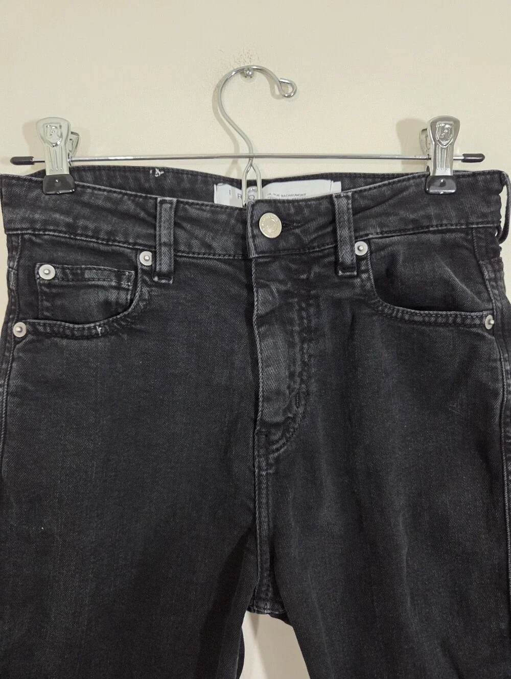 IRO Paris Birhak Frayed Denim Shorts Jean Bermuda Long Black Size 27 Boho